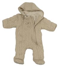 Béžová bavlněná zateplená kombinéza s nápisem a kapucí Mamas&Papas