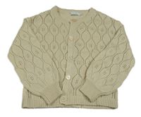 Béžový perforovaný propínací svetr 