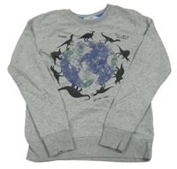 Světlešedá mikina s planetou a dinosaury H&M