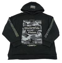 Černo-army mikina s nápisem a kapucí Primark