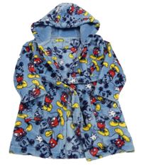 Modrý chlupatý župan s Mickey Mousem a kapucí Disney