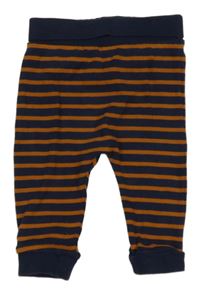 Tmavomodro-hnědé pruhované lehké tepláky Tu