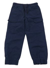 Tmavomodré plátěné cargo kalhoty Lupilu