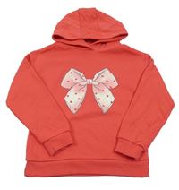 Tmavorůžová mikina s mašlí a kapucí Primark