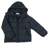 Tmavomodrá šusťáková zimní bunda s kapucí H&M