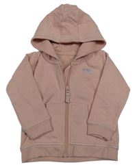 Světlerůžová propínací mikina se srdíčky a kapucí Matalan