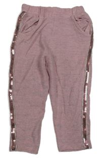 Růžové melírované tepláky s flitry Tu