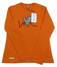 Nové - oranžové triko s nápisem a srdíčkem