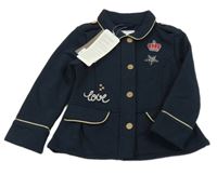 Nové - tmavomodrá propínací mikina s nášivkami Mayoral