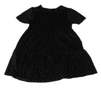 Černé sametové šaty se třpytivými puntíky F&F