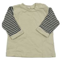 Béžovo-modré pruhované triko 