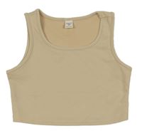 Béžový žebrovaný crop top Shein
