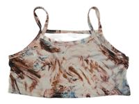 Růžovo-hnědý vzorovaný crop top 