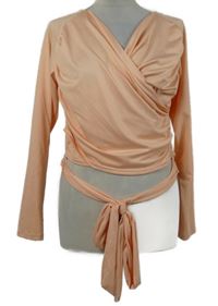 Dámská broskvová překřížená crop halenka se zavazováním 