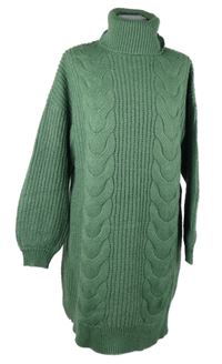 Dámské zelené copánkové svetrové šaty s rolákem Noisy May