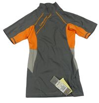 Šedo-oranžové UV tričko s nápisem 