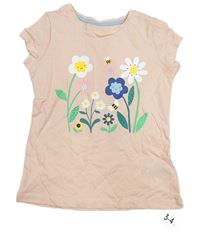 Světlerůžové tričko s kytičkami Mothercare