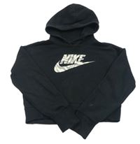 Černá crop mikina s kapucí Nike