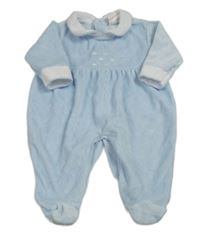 Světlemodrý sametový overal s límečkem 