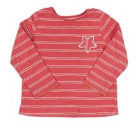 Růžovo-bílé pruhované úpletové triko s hvězdou M&S