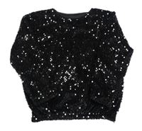 Černá sametovo/flitrová mikina 