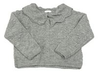 Šedý melírovaný vzorovaný svetr s límečkem Next