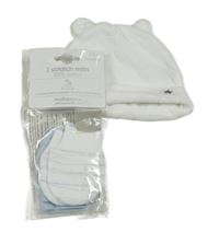 3set - Bílá sametová čepice s hvězdou + 2x rukavice - nové