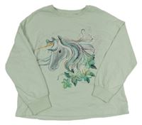 Světlezelená lehká mikina s jednorožcem Next