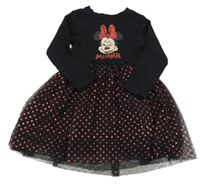 Černé bavlněno/tylové šaty s Minnie Disney