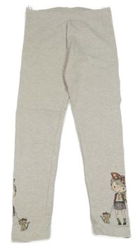 Světlebéžové melírované silnější legíny s holčičkami C&A