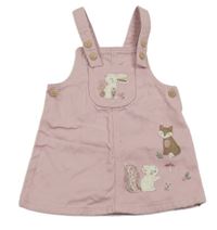 Světlerůžové riflové laclové šaty se zvířátky F&F