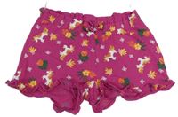 Fuchsiové bavlněné kraťasy s jednorožci C&A