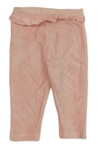 Světlerůžové žebrované sametové legíny s volánkem C&A