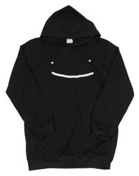 Černá lehká mikina se smajlíkem a kapucí