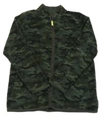 Khaki army fleecová propínací mikina C&A vel.176