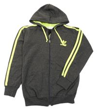 Tmavošedá propínací mikina s kapucí Adidas