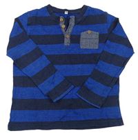 Modro-tmavomodré pruhované triko s knoflíčky M&S
