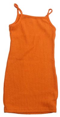 Oranžové žebrované úpletové šaty Shein 