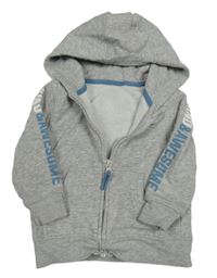 Šedá melírovaná propínací mikina s kapucí George