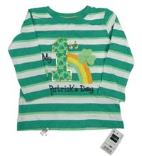 Nové - Zeleno-bílé pruhované triko s duhou Dunnes