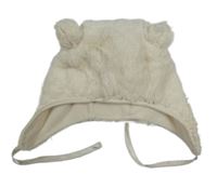 Smetanová chlupatá podšitá ušanka s oušky H&M