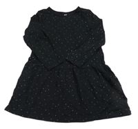 Černé bavlněné šaty s puntíky H&M
