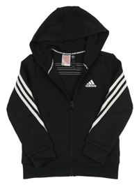 Černá propínací mikina s logem a kapucí Adidas