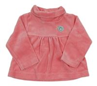 Růžová sametová mikina s kytičkou C&A