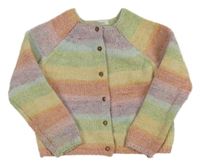 Barevný pruhovaný propínací žinylkový svetr Next