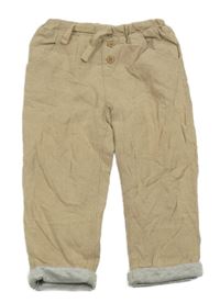 Béžové plátěné podšité kalhoty Tex