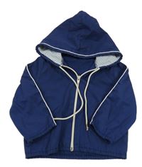 Tmavomodrá plátěná bunda s kapucí 