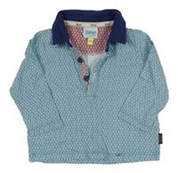 Tyrkysovo-bílé vzorované polo triko Ted Baker