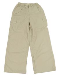 Smetanové šusťákové volné kalhoty s kapsami Rolanko 