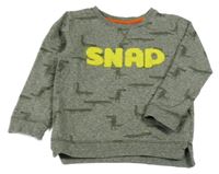 Khaki melírovaná mikina s krokodýly a nápisem Mothercare